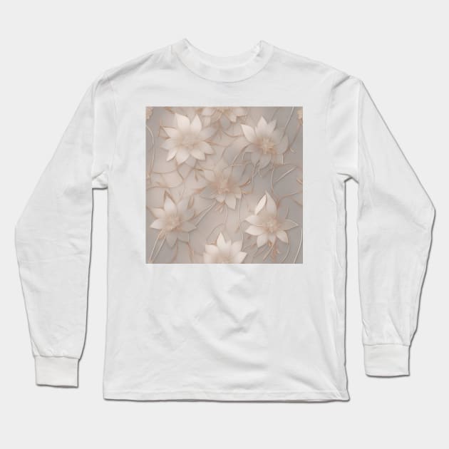 twirl vector flower abstract water color, pastel, golden and fabric flowers seamless pattern unique style Long Sleeve T-Shirt by myouynis